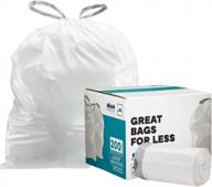 белые мешки для мусора plasticplace на шнурке (200 штук) для мусорных баков с кодом a, емкость 1,2 галлона / 4,5 литра логотип