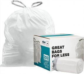 img 4 attached to Plasticplace White Drawstring Trash Bags (200 Count) For Code A Bins, 1.2 Gallon / 4.5 Liter Capacity