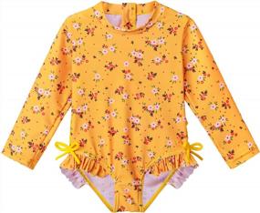 img 4 attached to Sun-Protective One-Piece Zip-Up Rash Guard For Girls With Long Sleeves, UPF 50+