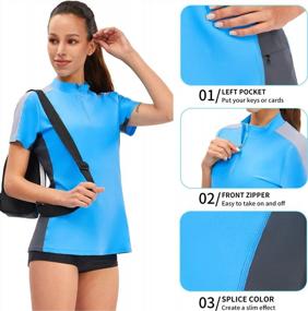 img 2 attached to Women'S UPF 50+ Sun Protection Rash Guard Short Sleeve Swim Shirt W/ Hidden Zip Pocket