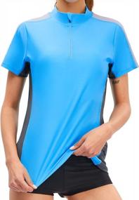 img 4 attached to Women'S UPF 50+ Sun Protection Rash Guard Short Sleeve Swim Shirt W/ Hidden Zip Pocket
