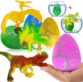 img 4 attached to AMENON 4 Pack 4.5 Inch Giant Dinosaur Eggs Dino Egg Toys Grow In Water Hatching Crack Eggs Science Kits Birthday Party Favors Gift For Toddler Kids Boys Girls 3-10 Years Water Pool Toys(Random Styles)