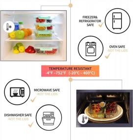 img 2 attached to 24-Piece 9-Pack 3, 2, 1 Compartment Glass Food Storage Containers