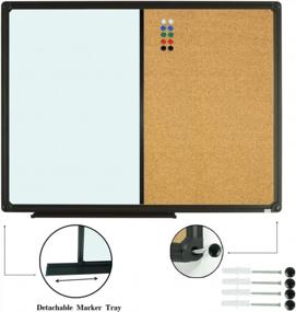 img 3 attached to 24X18 Magnetic Whiteboard & Bulletin Corkboard Combo Board - Wall Mounted With 10 Push Pins For Office, Home & School