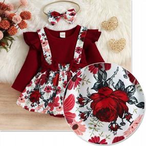 img 2 attached to Stylish Winter Outfit For Newborn Baby Girls: Floral Long Sleeve Dress, Ribbed Onesie Bodysuit, And Headband Set From HZYKOK