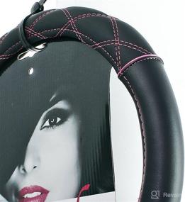 img 1 attached to 🚗 Sumex FVP1215 Pink Line Crossed Steering Wheel Cover with Virgin Rubber Interior: 37-39 cm - Enhance Grip, Style, and Comfort