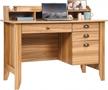 rustic oak catrimown computer desk w/ drawers, hutch & file drawer - farmhouse home office logo