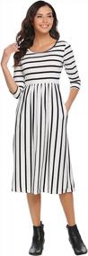 img 2 attached to 👖 Halife Women's Stripe Casual Dress with Pockets & Elastic Waist - 3/4 Sleeves