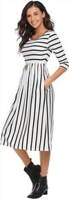 img 1 attached to 👖 Halife Women's Stripe Casual Dress with Pockets & Elastic Waist - 3/4 Sleeves