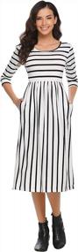 img 3 attached to 👖 Halife Women's Stripe Casual Dress with Pockets & Elastic Waist - 3/4 Sleeves