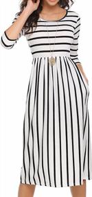 img 4 attached to 👖 Halife Women's Stripe Casual Dress with Pockets & Elastic Waist - 3/4 Sleeves
