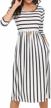 👖 halife women's stripe casual dress with pockets & elastic waist - 3/4 sleeves logo