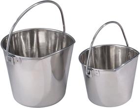 img 4 attached to 🐾 1-Quart Pro Select Stainless Steel Pet Pail – Heavy Duty Flat Sided Pail Ideal for Water Supply in Pet Kennels
