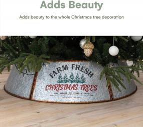 img 3 attached to Upgrade Your Christmas Decor With Hallops Galvanized Christmas Tree Collar - Adjustable Metal Skirt For Large To Small Trees (Original & Super Oversize Options)