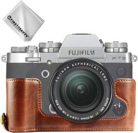 img 4 attached to Кожаный чехол премиум-класса на половину камеры для Fujifilm X-T3 + бонусная салфетка для очистки - First2Savvv XJD-XT3-D10