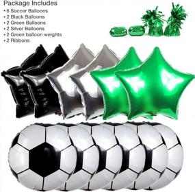 img 2 attached to 18" Mylar Soccer Ball Balloon Kit With Metallic Star Balloons, Weights, Ribbons For Kids Birthday Party Decorations And Game Day Centerpiece - 16Pcs UNIQOOO