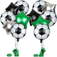 18-дюймовый комплект майларового футбольного мяча с металлическими звездными шарами, гирями, лентами для украшения дня рождения детей и центральным украшением игрового дня - 16 шт. uniqooo логотип