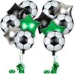 18" mylar soccer ball balloon kit with metallic star balloons, weights, ribbons for kids birthday party decorations and game day centerpiece - 16pcs uniqooo logo
