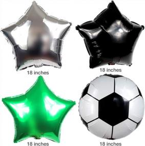 img 1 attached to 18-дюймовый комплект майларового футбольного мяча с металлическими звездными шарами, гирями, лентами для украшения дня рождения детей и центральным украшением игрового дня - 16 шт. UNIQOOO