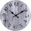 chic and elegant gray wooden retro wall clock - silent non-ticking quartz for a serene home decor (10 inch size) logo