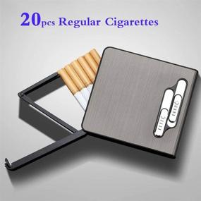 img 3 attached to 🔥 Silver Dual Arc Lighter Cigarette Case: Rechargeable, Windproof, 20pcs Regular Size, USB Portable, 2-in-1