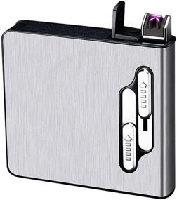 img 4 attached to 🔥 Silver Dual Arc Lighter Cigarette Case: Rechargeable, Windproof, 20pcs Regular Size, USB Portable, 2-in-1