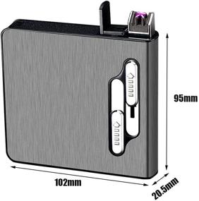 img 1 attached to 🔥 Silver Dual Arc Lighter Cigarette Case: Rechargeable, Windproof, 20pcs Regular Size, USB Portable, 2-in-1