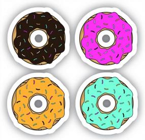 img 2 attached to 🍩 Donut Stickers Pack #1 - Laptop Stickers - Set of 4 Vinyl Decals - Laptop, Phone, Tablet Sticker Decal Pack