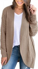 img 4 attached to Women'S Chunky Cable Knit Cardigan - Nulibenna Long Sleeve Open Front Sweater
