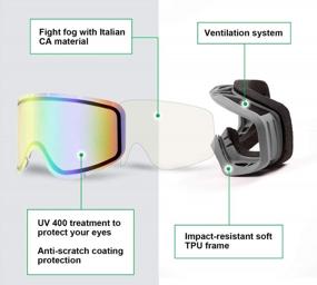 img 3 attached to Unigear Ski & Snowboard Goggles - Clear Vision, Anti-Fog & UV Protection For All Ages