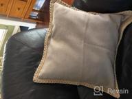 img 1 attached to Navy Blue 18X18 Inch Outdoor Pillow Cover With Burlap Linen Trim And Tailored Edges - Phantoscope Farmhouse Decorative Throw Pillow. review by Giles Lacoste