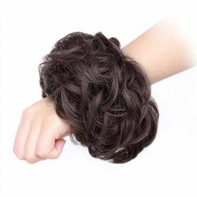 img 2 attached to Women'S Synthetic Hair Scrunchie Extension For Updos - Curly Wavy Messy Bun Chignon In Dark Brown By MORICA