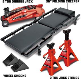 img 3 attached to 🚗 Powerbuilt 6 Piece Car Jack and Garage Creeper Service Set – All-in-One 2 Ton Vehicle Lift with Jackstands, Folding Creeper, and Car Repair Garage Equipment - 640816