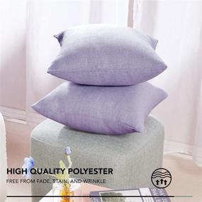 img 2 attached to Set Of 4 Deconovo Textured Throw Pillow Covers - Lilac Spring 16X16 Inch, Solid Cushion Cover With Invisible Zipper For Sofa Couch Toss Pillows (No Inserts)
