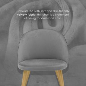 img 1 attached to Набор из 2 современных бархатных обеденных стульев с золотыми ножками - элегантные мягкие стулья с акцентом для гостиной, столовой и уголка для завтрака от Ivinta Grey