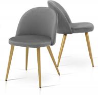 набор из 2 современных бархатных обеденных стульев с золотыми ножками - элегантные мягкие стулья с акцентом для гостиной, столовой и уголка для завтрака от ivinta grey логотип
