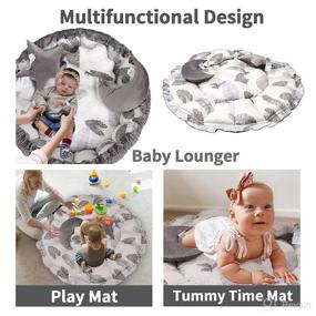 img 3 attached to 🍃 3-in-1 Multifunctional Baby Lounger, Play Mat, and Floor Seat for Tummy Time – Soft Cotton and Fiberfill with Leaf Design