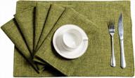 6pcs u'artlines placemats set - heat resistant non-slip linen dining table place mats for kitchen table (green) logo