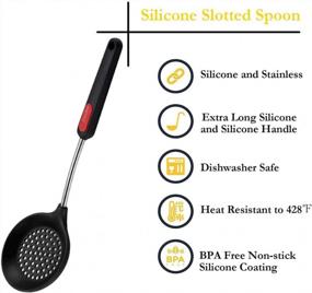 img 1 attached to Heat Resistant Silicone Slotted Spoon With Stainless Steel Handle - Perfect For Kitchen Cooking!