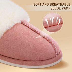 img 3 attached to CozyWarm Women'S Fuzzy Slippers - Soft And Fluffy Slip-On House Shoes With Memory Foam And Anti-Slip Sole For Indoor And Outdoor Use, Breathable Plush Faux Fur And Suede Material For Winter Comfort