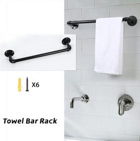 img 2 attached to MOOACE Bathroom Hardware Set 5 Pieces, Bath Towel Bar Set Wall Mounted, Includes 18" Hand Towel Bar, Toilet Paper Holder And 3 Robe Hooks, Industrial Pipe Bathroom Accessories Kit