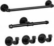 mooace bathroom hardware set 5 pieces, bath towel bar set wall mounted, includes 18" hand towel bar, toilet paper holder and 3 robe hooks, industrial pipe bathroom accessories kit logo