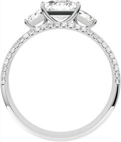 img 2 attached to Luxurious 3-Stone Princess Cut Moissanite Engagement Rings For Women In 10K, 14K, 18K Gold & Platinum Plated Silver!