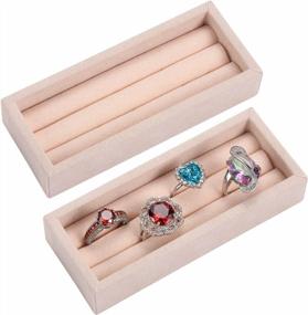 img 4 attached to 2-Slot Velvet Ring & Earring Organizer Set - Display Storage Inserts For Jewelry Box, Drawer, Dresser