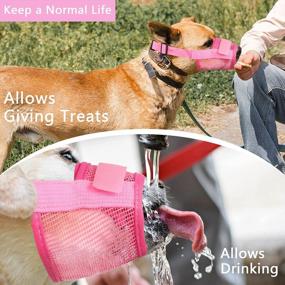 img 3 attached to Breathable Nylon Mesh Dog Muzzle With Adjustable Straps - Quick Fit Pet Mouth Cover To Stop Biting, Screaming & Accidental Eating (XXL, Pink) By YAODHAOD