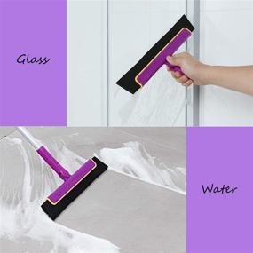 img 1 attached to 🧹 CLEANHOME Lightweight Mini Floor Squeegee for Bathroom - 51" Professional Tool for Tile, Wood Floor, Glass Window, Shower, Pool Deck - Pet Hair Removal & Water Wiper Squeegee Broom in Purple