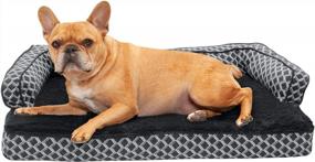 img 4 attached to Medium Memory Foam Dog Bed By Furhaven - Comfy Couch Plush Decor Sofa-Style With Removable & Washable Cover, Diamond Gray - Ideal For Small To Medium-Sized Dogs
