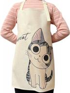 cute cartoon cat apron for kids - japanese style cotton kitchen baking apron by phantomon logo