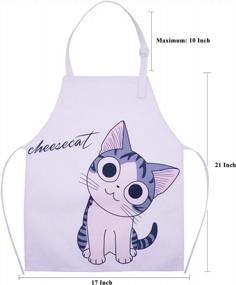 img 1 attached to Cute Cartoon Cat Apron For Kids - Japanese Style Cotton Kitchen Baking Apron By Phantomon