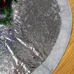58-inch thick luxury scale silver sequin christmas tree skirt with gray satin plush border - double layers holiday decorations for large trees logo